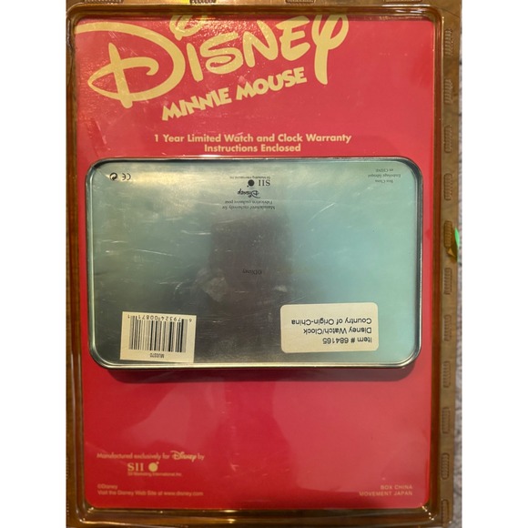 Disney Minnie Mouse Gold Tone Watch and Mini Metal Alarm Clock Gift Set MU0370 - Picture 5 of 5